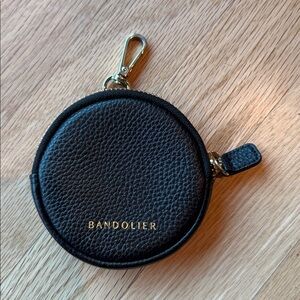 Bandolier Mini Round Keychain Pouch in Black/Gold